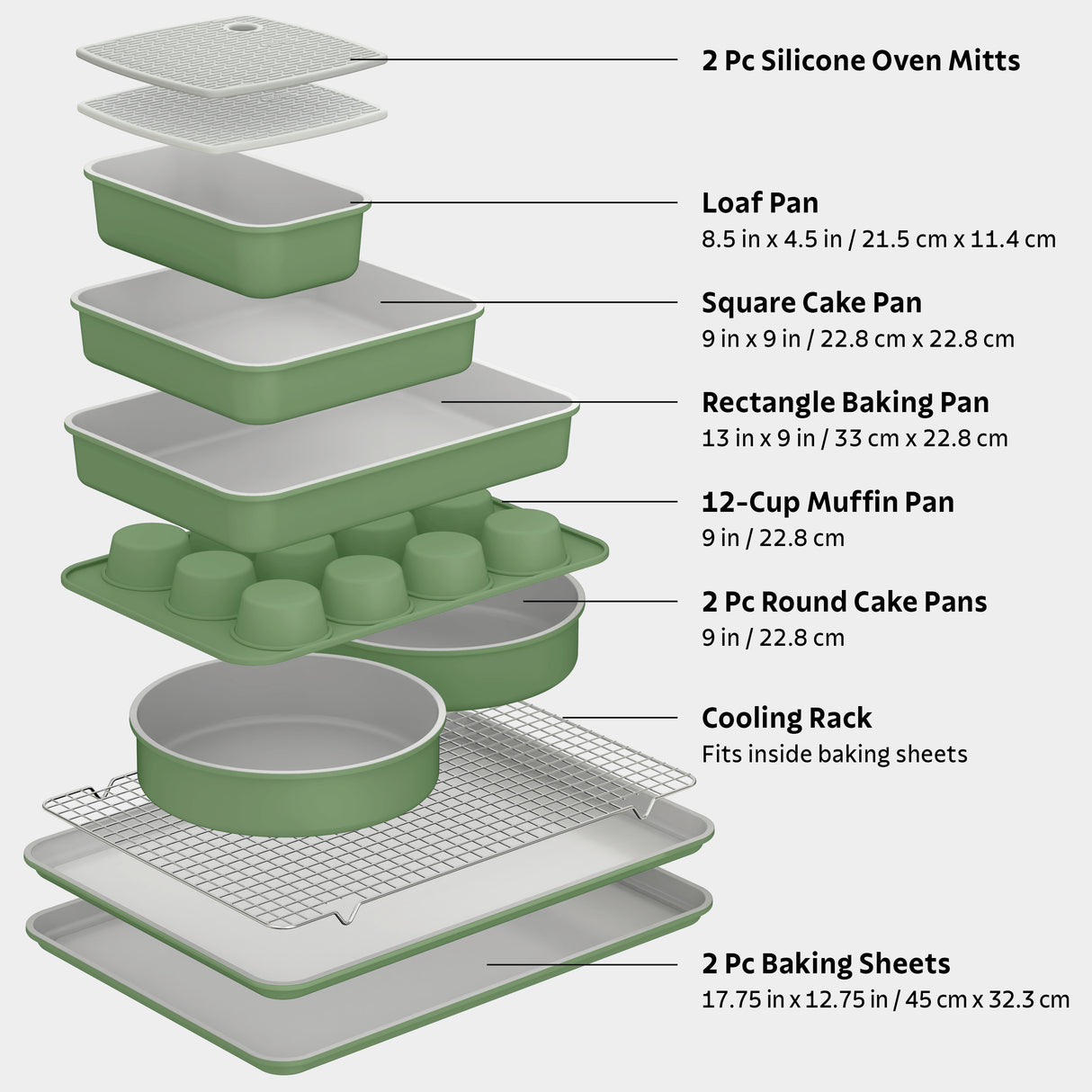 9 Piece Ceramic Nonstick Bakeware Set