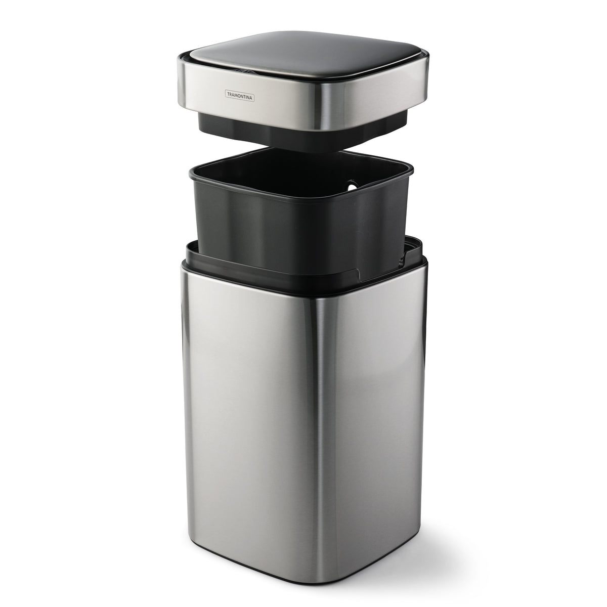 3.17 Gallon Stainless Steel Square Sensor Bin with SS Capped Lid