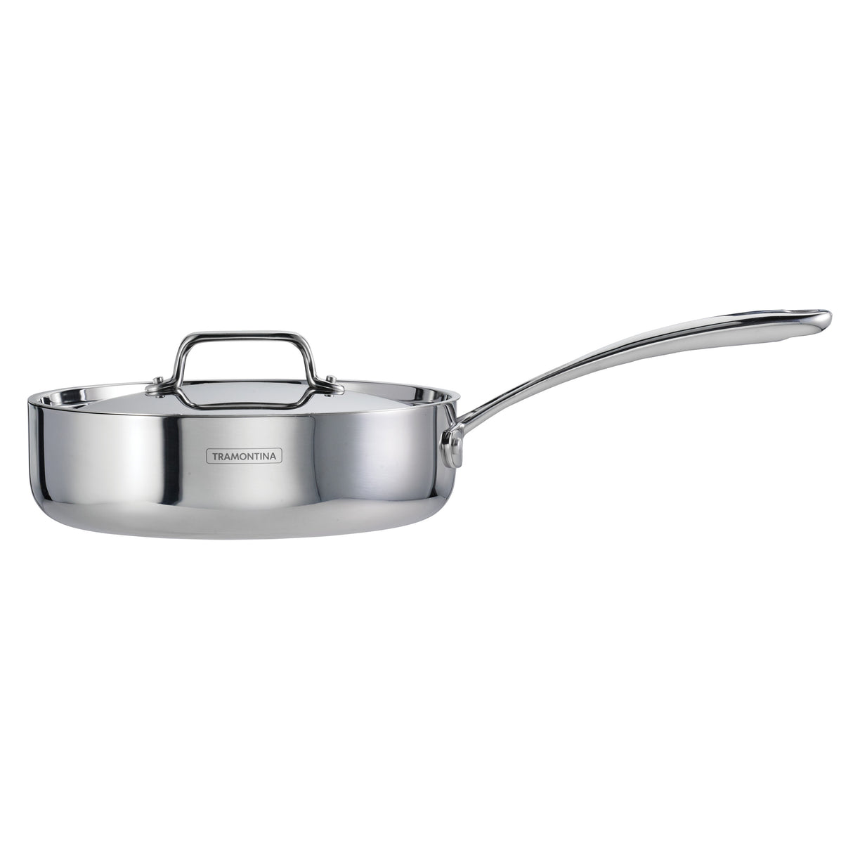 Utsava Tri-Ply Clad 2.9 Qt Covered Deep Sauté Pan with Ceramic Interior