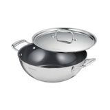 Utsava Tri-Ply Clad Covered Kadai with Ceramic Interior