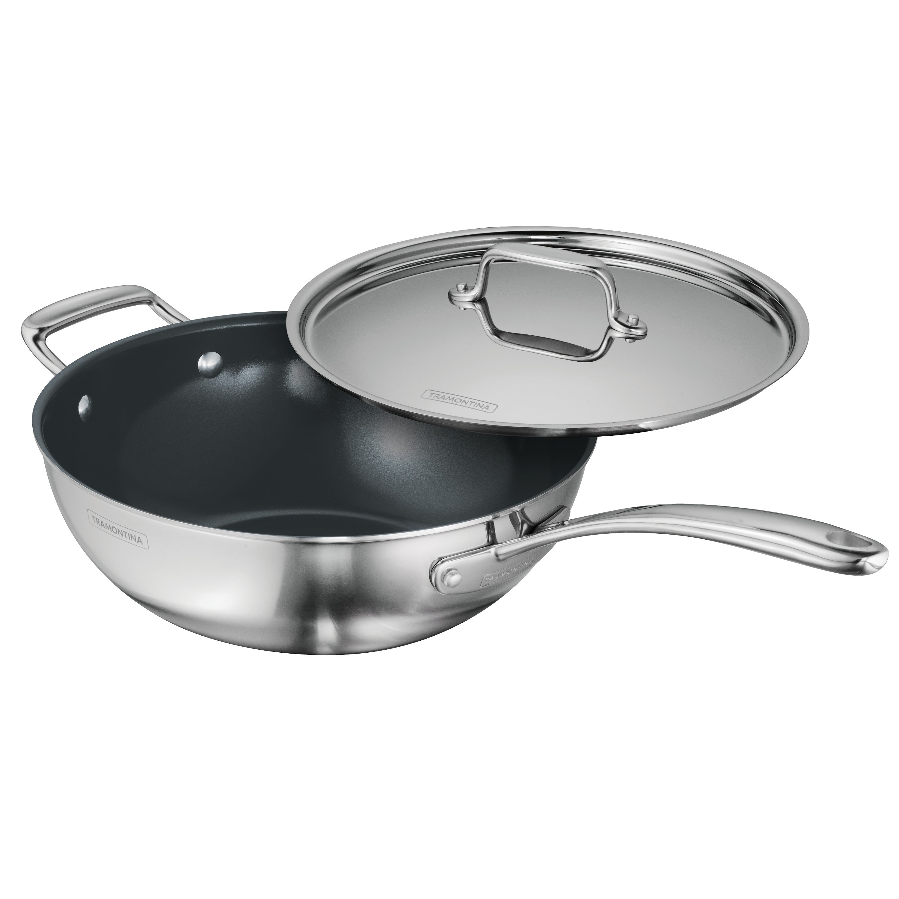UTOWA セット Utsava Tri-Ply Clad 3.75 Qt Covered Wok with Ceramic Interior