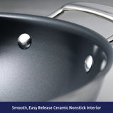 Utsava Tri-Ply Clad 3.75 Qt Covered Wok with Ceramic Interior