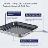 Utsava Tri-Ply Clad 10-Inch Grill Pan with Ceramic Interior