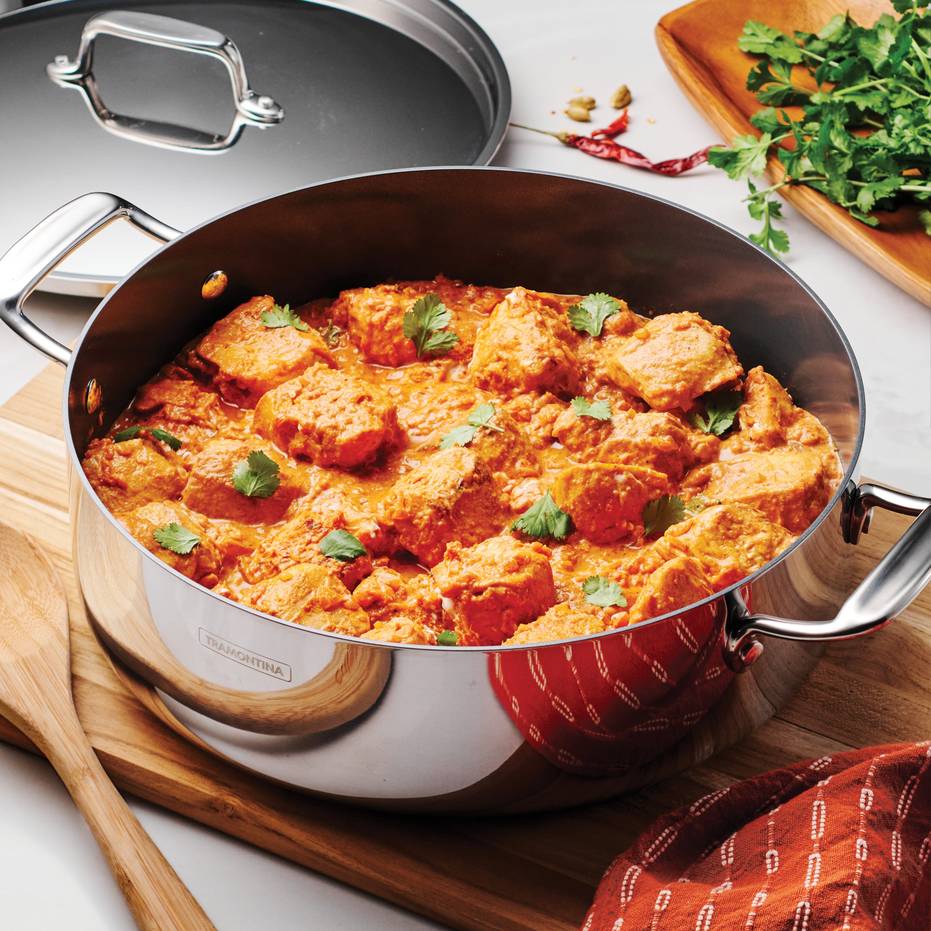 Utsava Tri-Ply Clad Covered Casserole with Ceramic Interior