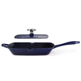 Bestow 11 Inch Enameled Cast-Iron  Grill Pan with Press