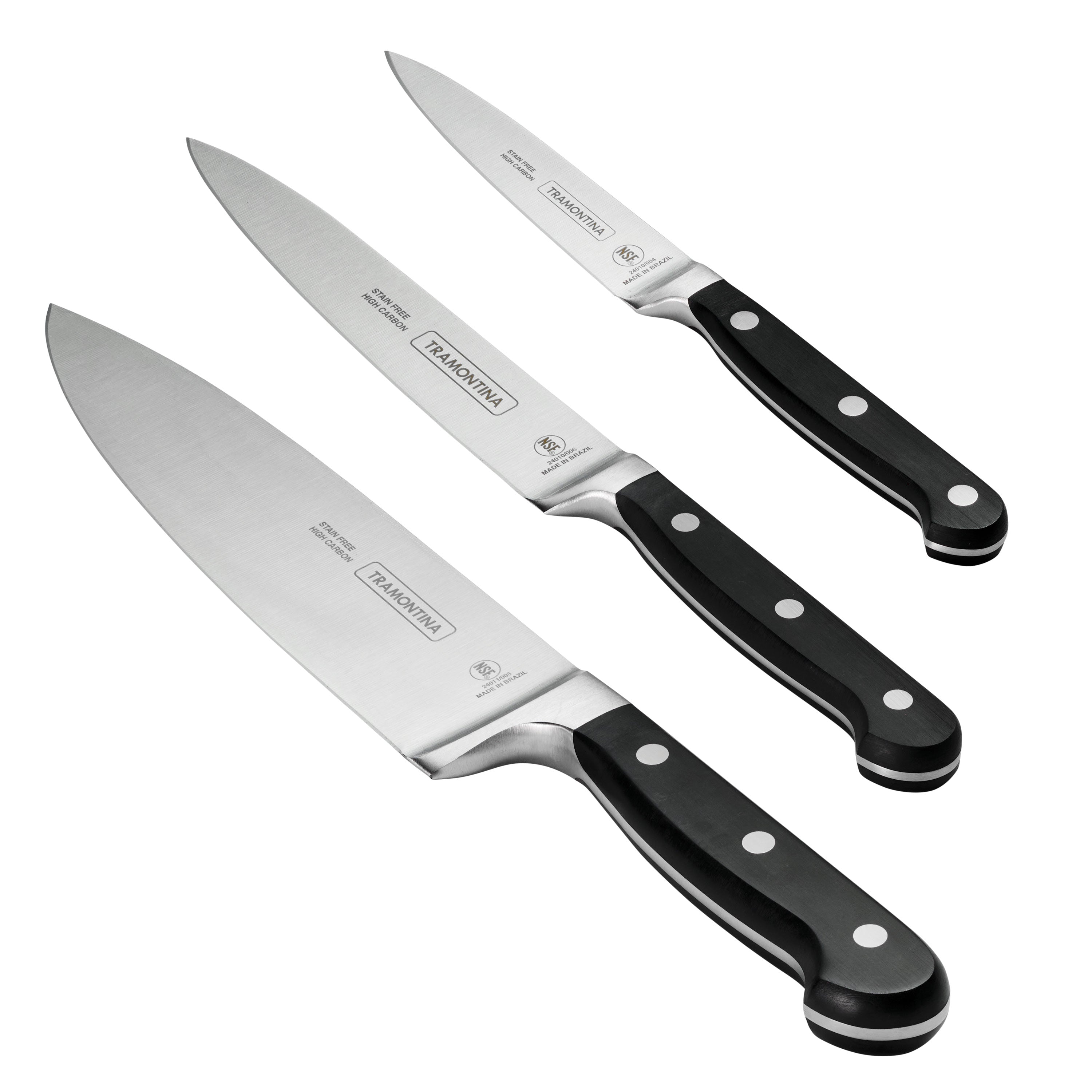 TRAMONTINA 包丁セット 3本と研ぎ器つき Professional 3 Piece Forged Precision Knife Set – Tramontina USA