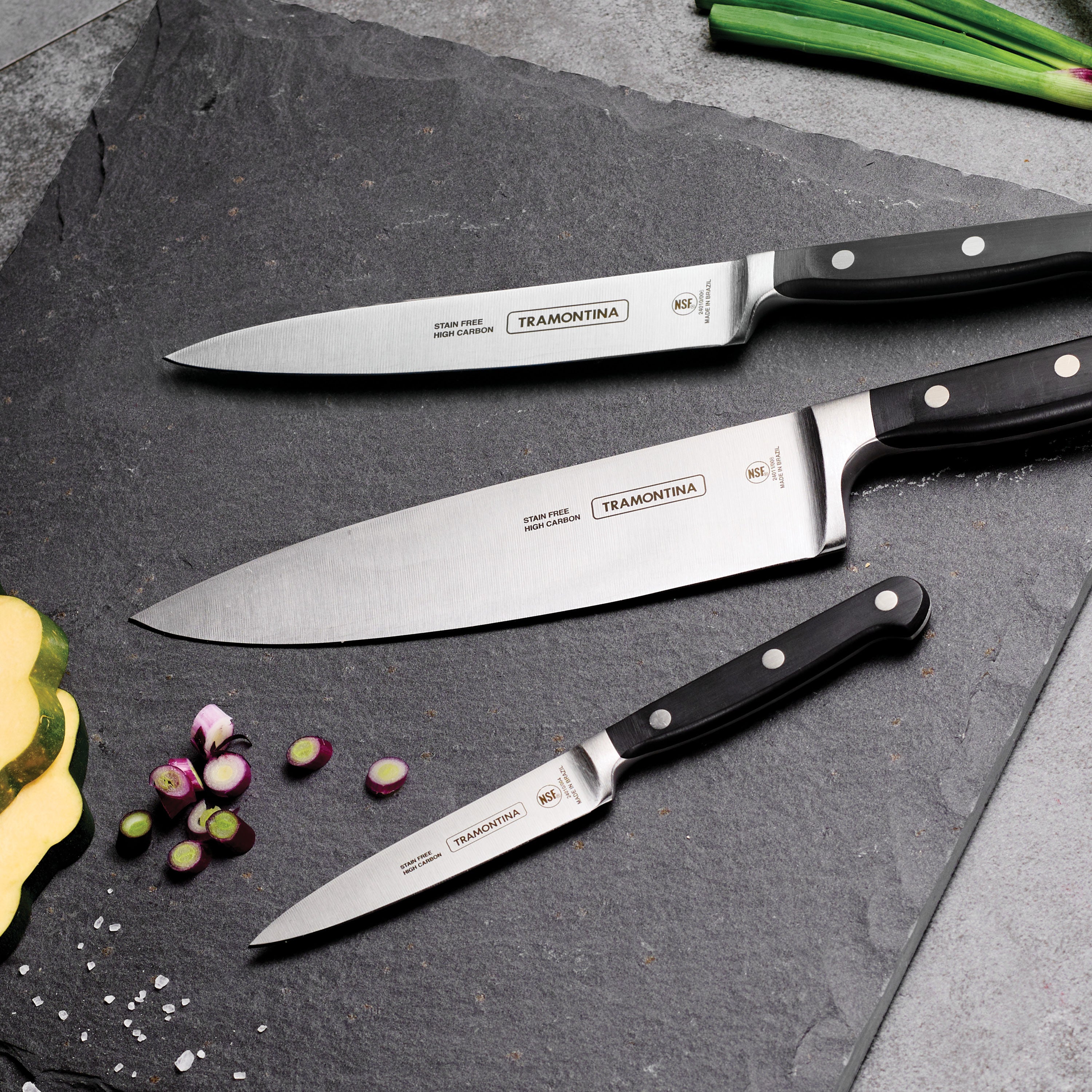 TRAMONTINA 包丁セット 3本と研ぎ器つき Professional 3 Piece Forged Precision Knife Set – Tramontina USA