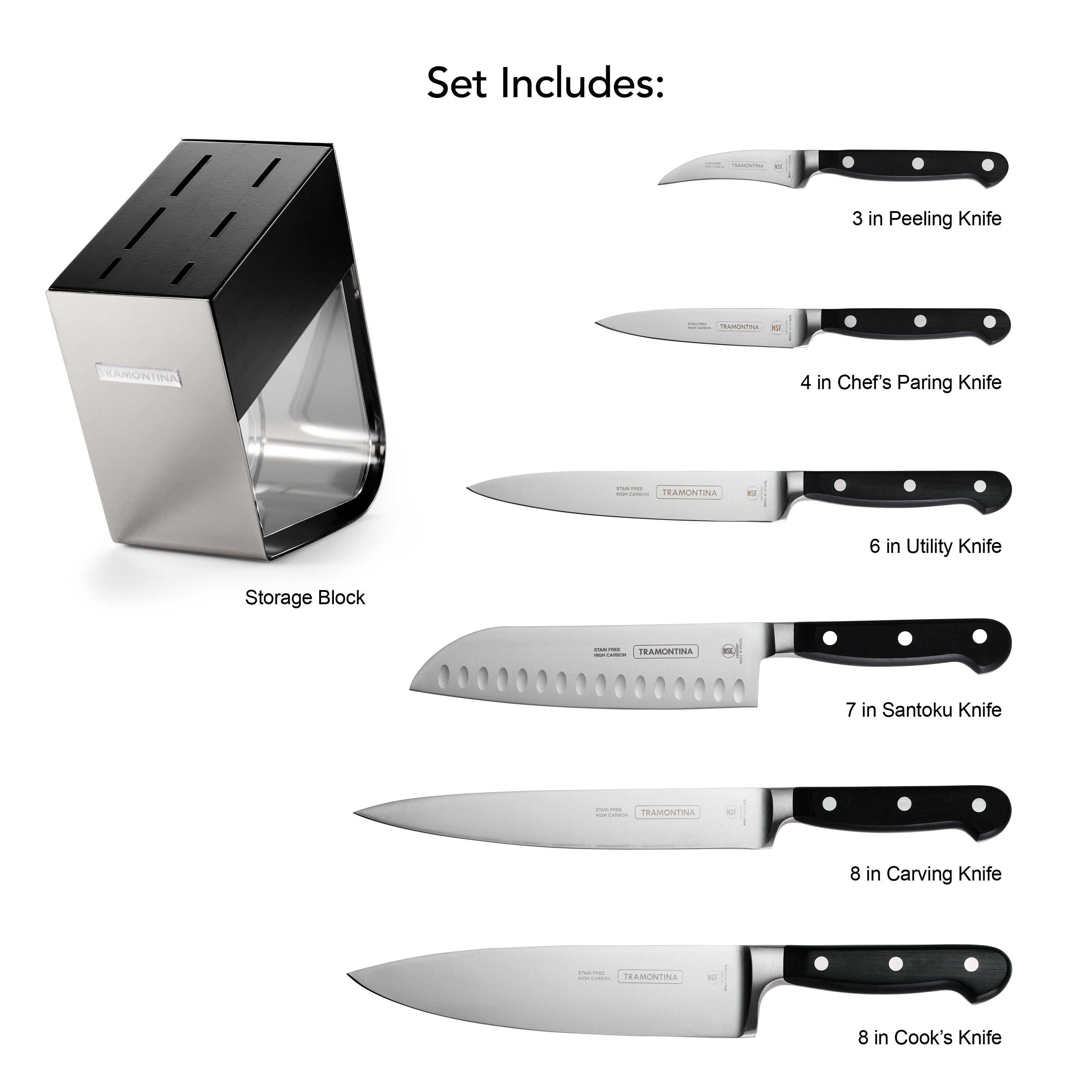 Professional 7 Piece Forged Knife Block Set – Tramontina USA