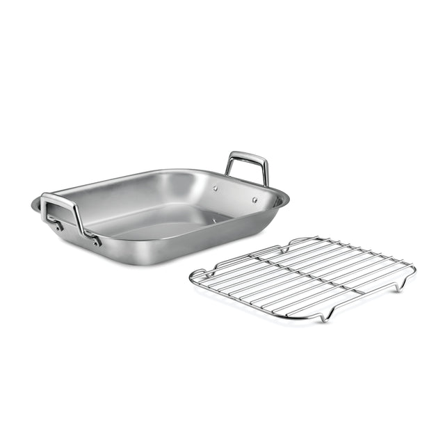 Basting Rack Prima 16.75 in Stainless Steel Flared Edge Roasting Pan - Includes Bas ...