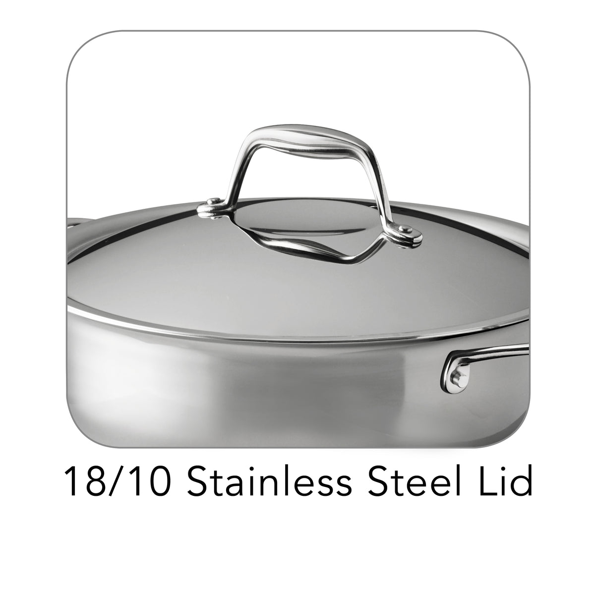 Cladding Back Pans Signature 4 Quart Tri-Ply Clad Stainless Steel Covered Universal Pan ...
