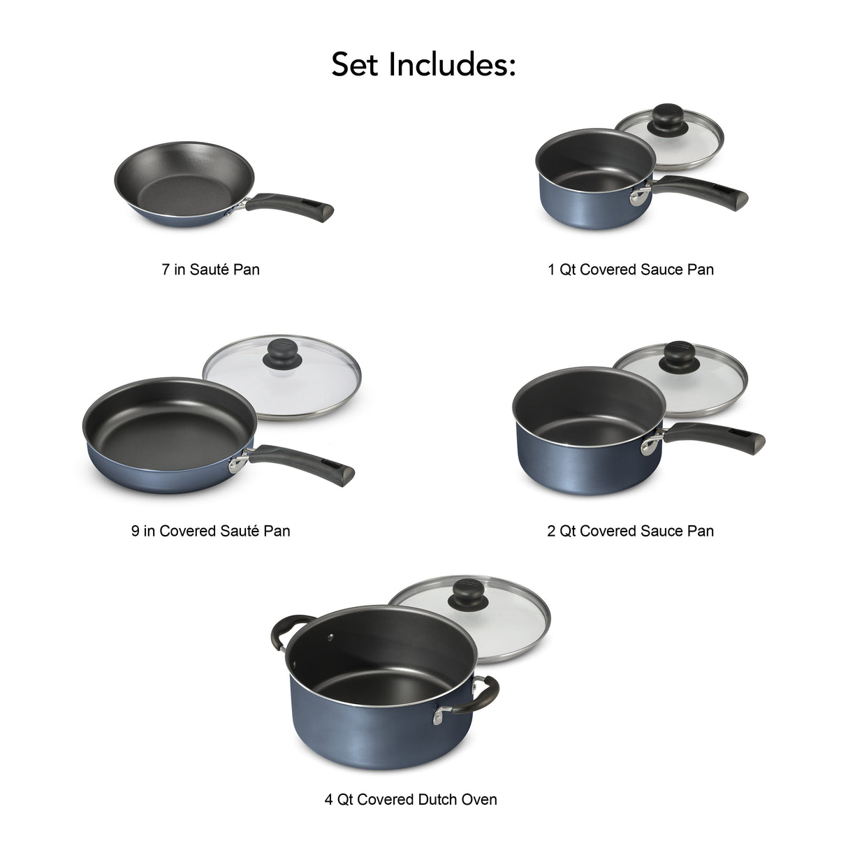 9 Piece Aluminum Nonstick Cookware Set