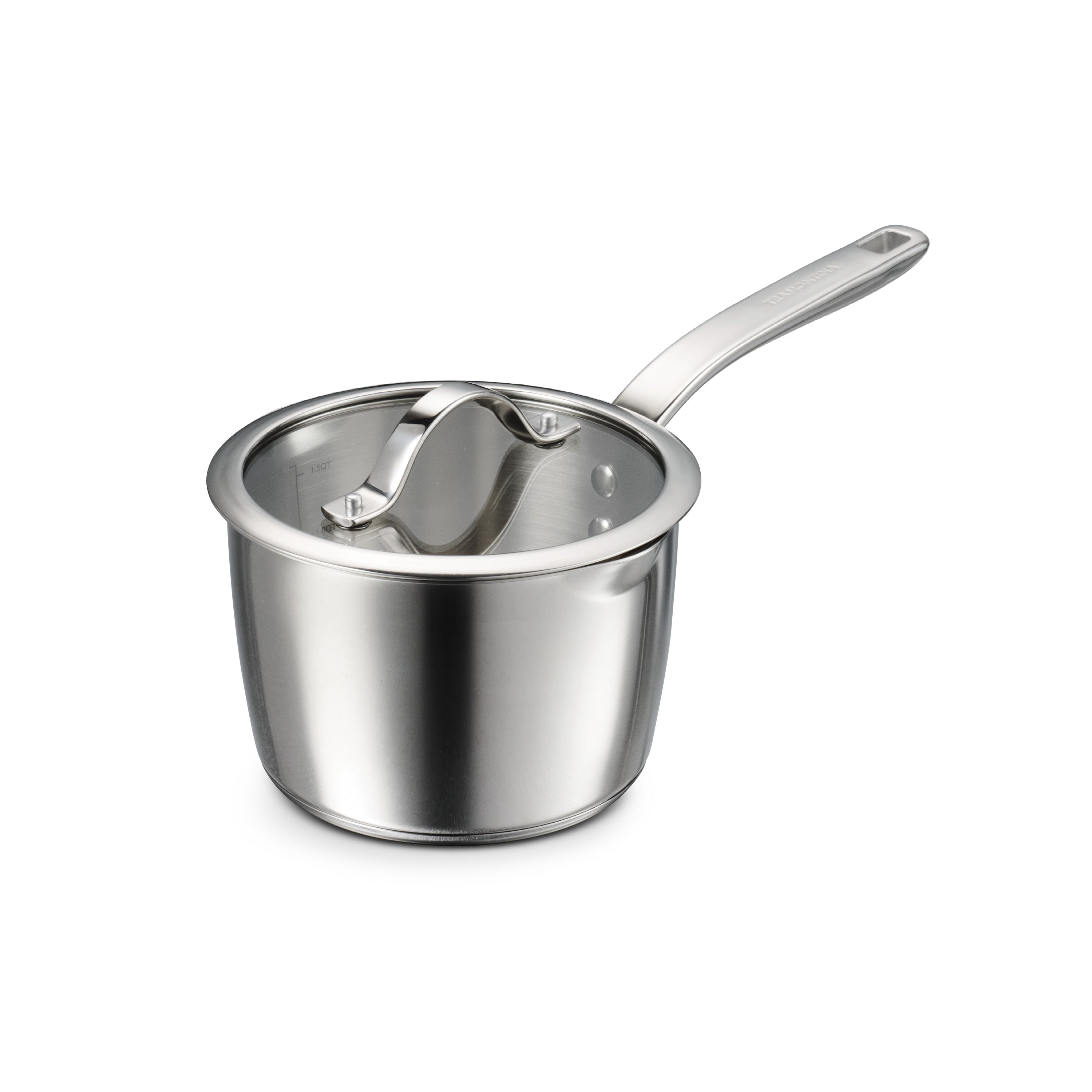 Tempo 3 qt. Tri-Ply Base Stainless Steel Covered Saucepan - Thumbnail 3